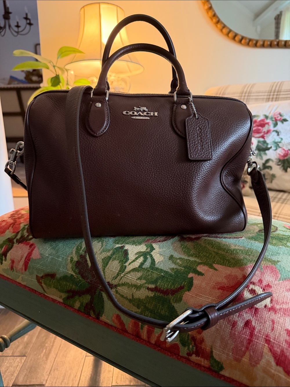 Coach Pebbled Leather Men’s Messenger in Deep Brown